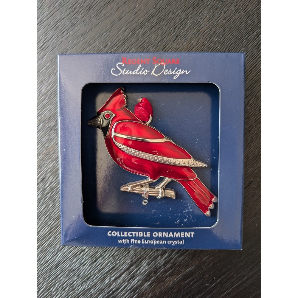 Red Cardinal Ornament Fine European Crystals Regent Square Studio Design Holiday